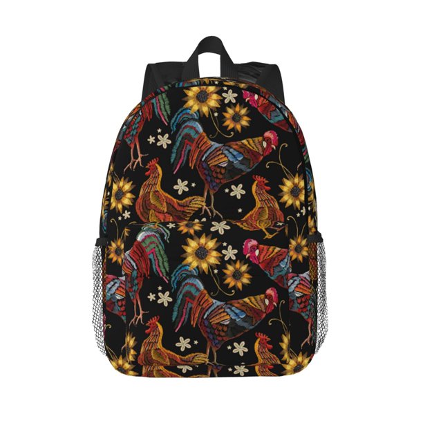 Easygdp Sunflower Rooster Mochila Ligera de 15 Pulgadas para Estudiantes, Mochila Cómoda para la Escuela y Viajes, Correas Ajustables
