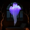 thumbnail image 5 of Halloween Hanging Light up Ghost with Spooky Purple LED Light, 31.5" Blue Ghosts, Halloween Hanging Decoration for Front Yard Patio Lawn Garden Party Decor Indoor Outdoor (2PC), 5 of 7