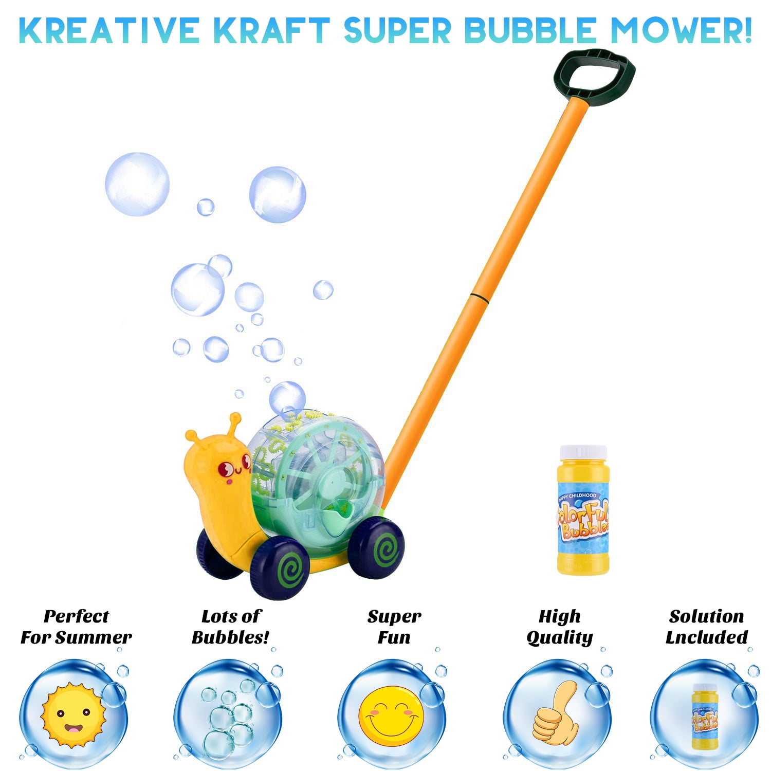Snail Bubble Toy for Kids,Automatic Bubble Blower Maker Machine Toddler Toys ,Sports & Outdoor Party Play Toddler Toys for Ages 3 Years+,Christmas Birthday Gifts for Boys Girls（Yellow）
