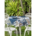 thumbnail image 2 of Blue Eucalyptus Coastal Outdoor Tablecloth - 54 Inch Round Dining Table Cover, Beach Starfish Shell Nautical Ombre Waterproof Outdoor Table Cloth with Umbrella Hole & Zipper for Picnic/Patio/Party, 2 of 7