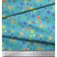 thumbnail image 2 of Soimoi Blue Cotton Cambric Fabric Leaves,Insect & Floral Artistic Print Sewing Fabric BTY 42 Inch Wide, 2 of 3