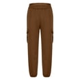 thumbnail image 4 of Boys Cargo Pants 9-10Y Size Casual Tapered Joggers Big Youth Solid Color Loose Comfortable School Wear Kids Pant Coffee, 4 of 6