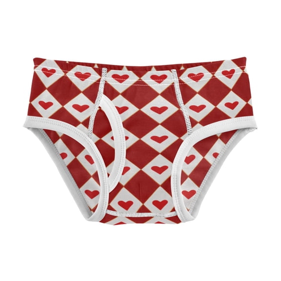 Boys cotton triangle briefs safety standard comfortable and breathable children's underwear Red Hearts and Diamonds