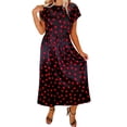 thumbnail image 3 of Jinhong Summer Polka Dots Dresses for Women Satin Short Sleeve Slip Midi Dress Elegant Fashion Zipper Fitted Pullover Dresses Black,M, 3 of 6