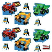 (12 Pack) Under Construction Zone Tractor Backhoe Dump Truck Bulldozer Birthday Supplies Pop up Centerpieces (Plus Party Planning Checklist by Mikes Super Store)