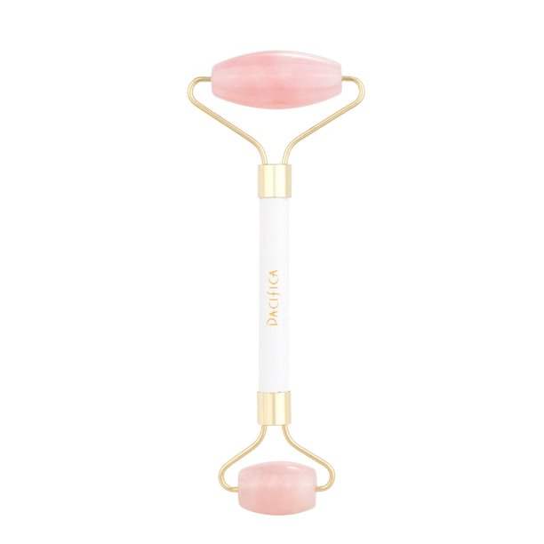 Herramienta facial Pacifica Rose Quartz Qua Sha – Masajeador de rodillo facial – Arma secreta de varita de cristal – para cara, ojos, cuello, cuerpo – Regalos de Navidad y calcetines para mujeres, niñ