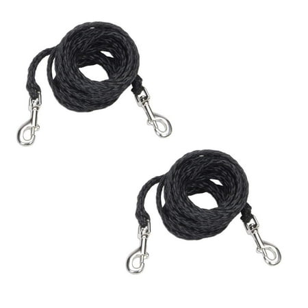 Coastal Pet Poly Big Dog Tie Out with Nickel-Plated Swivel Snaps | 20-Feet, Black | 2-Pack