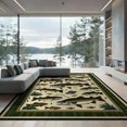 thumbnail image 2 of ODIKA 6'x9' Washable Area Rug Fish Fishing Bass Cabin Lure Reel Motif Tackle Border Angler for Dining Room, Under Table, Office Décor, Non-Slip Chair-Friendly, 2 of 7
