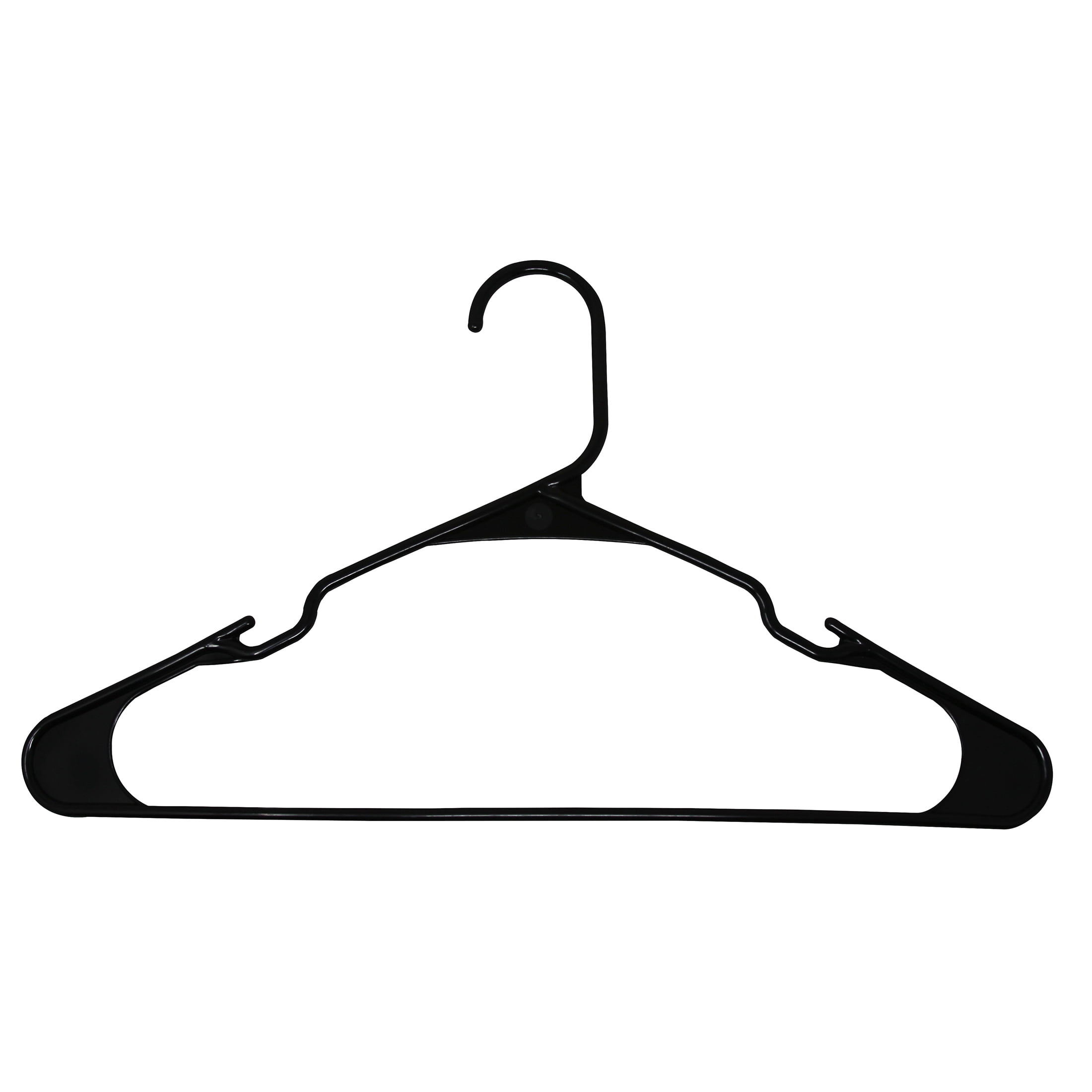 Mainstays Plastic Notched Adult Hangers for Any Clothing Type, Rich Black 100 Count