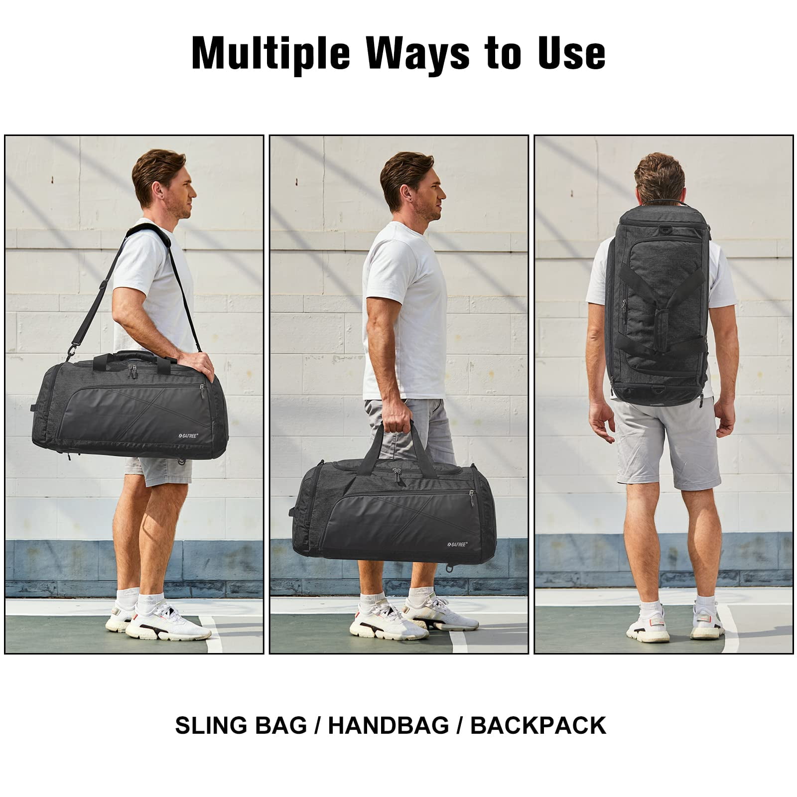 G4Free Sports Travel Duffel Bag 45L/60L with Shoe Compartment and Wet Pocket for Men and Women