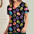 thumbnail image 2 of Jinhomg Womens Holiday Scrub Top Cute Easter Day Colored Eggs Graphic Tunic Blouse Casual Comfy Short Sleeve V-Neck Nursing Uniform Sales Today Clearance Women Multicolor L, 2 of 5