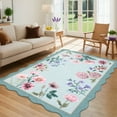 thumbnail image 4 of Garvee 8'x10' Floral Area Rug Botanical Scalloped Rugs for Living Room, Washable Rug Non Slip Carpet for Bedroom Dining Room Home Decor, Light Blue, 4 of 7