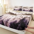 thumbnail image 3 of Homewish Orange Nature Scenery Bed Sheets, Jungle Mountain Pine Tree King Sheets, Retro Natural Landscape Sheet Set, Luxury Bedroom Decor, 4pcs, 3 of 7