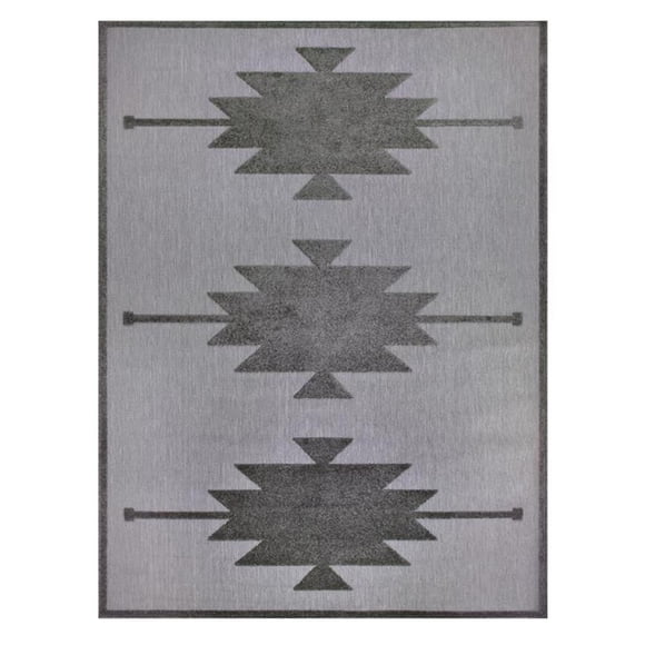 Bowery Hill Southwestern Indoor Outdoor Area Rug 6'7" x 9'6" in Dark/Light Gray