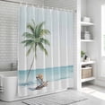 thumbnail image 6 of Coastal Beach Bathroom Shower Curtains with 12 Hooks Waterproof Shower Curtain for Stalls and Bathtubs Summer Palm Tree Nautical Ocean Seaside Decorative Bathroom Privacy Curtain 66x72 Inches, 6 of 9