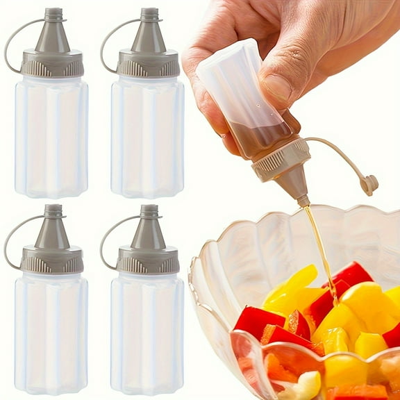 2-Pack Portable Squeeze Sauce Bottles, Leakproof Refillable Condiment Containers, No Drip Ketchup and Mustard Dispenser for Lunch Prep, BBQ and Travel Use