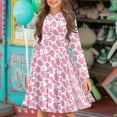 thumbnail image 2 of DISNIMO Cow Print Dress Girls 11-12Years Old Kids Twirl Dress Teen Long Sleeve Midi Dresses Girls Fall Swing Dress with Collar for Girls Dresses with Button Front Children Skater Dress Youth Pink, 2 of 7