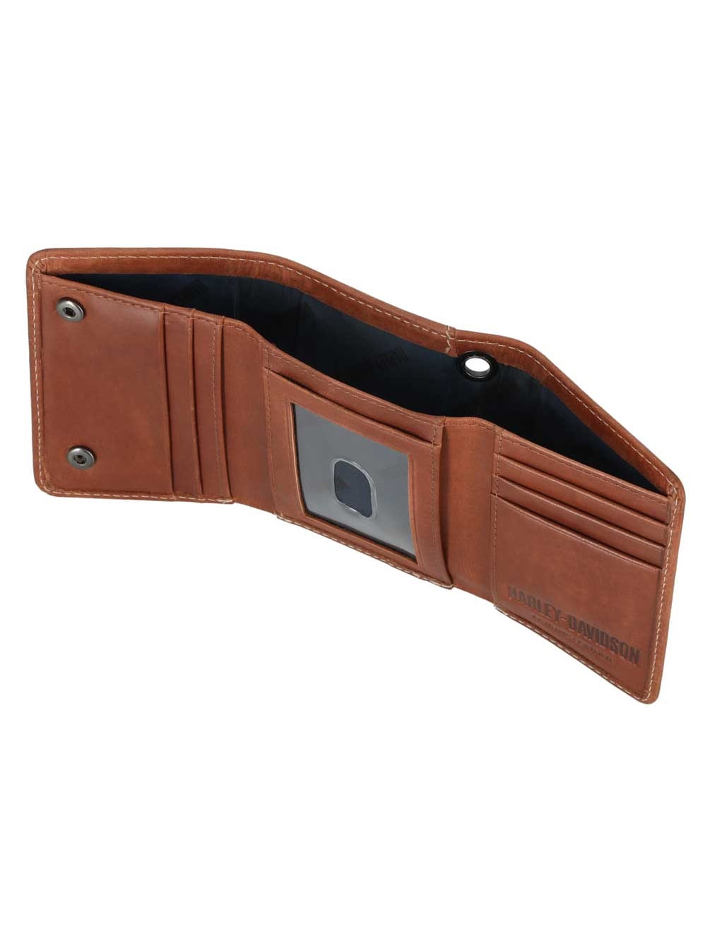 Harley-Davidson Men's Embossed Willie G Skull Tri-Fold Leather Wallet - Brown, Harley Davidson