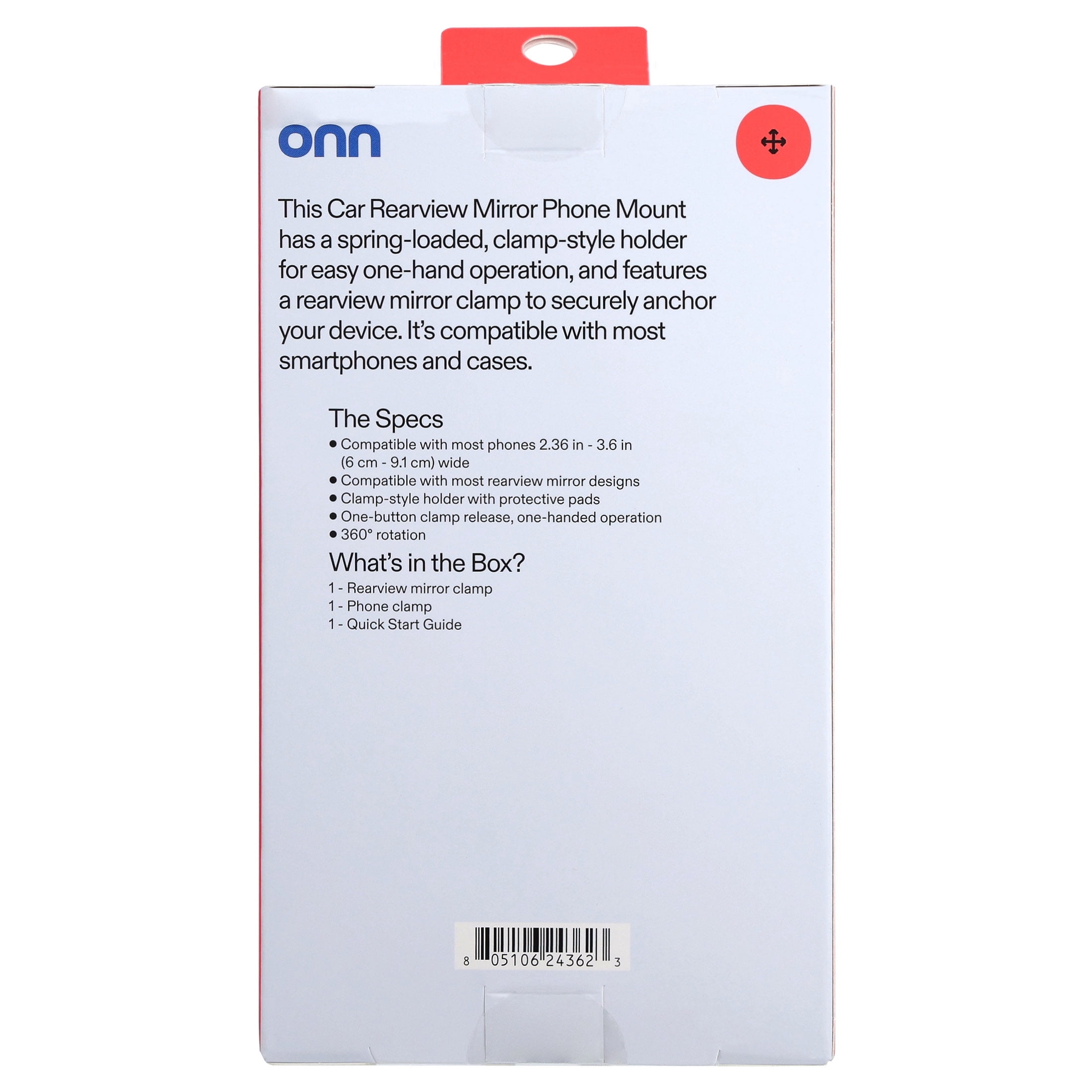 onn Car Rearview Mirror Universal Phone Mount