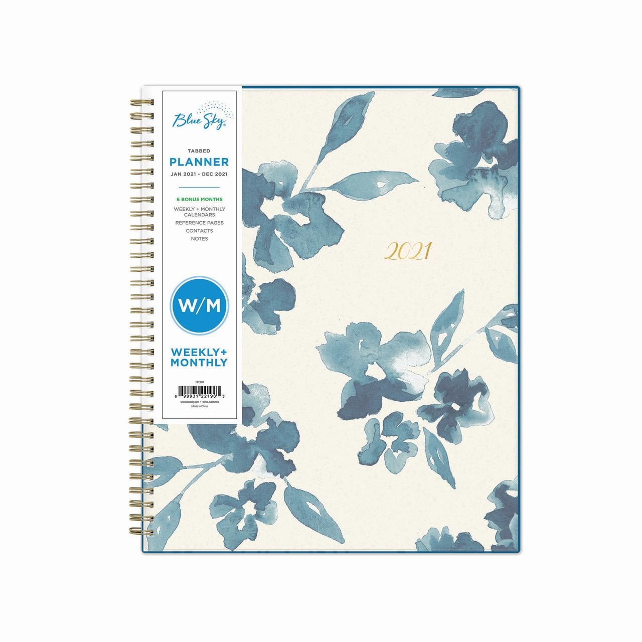 Blue Sky 2021 Weekly & Monthly Planner, 8.5" x 11", Bakah Blue