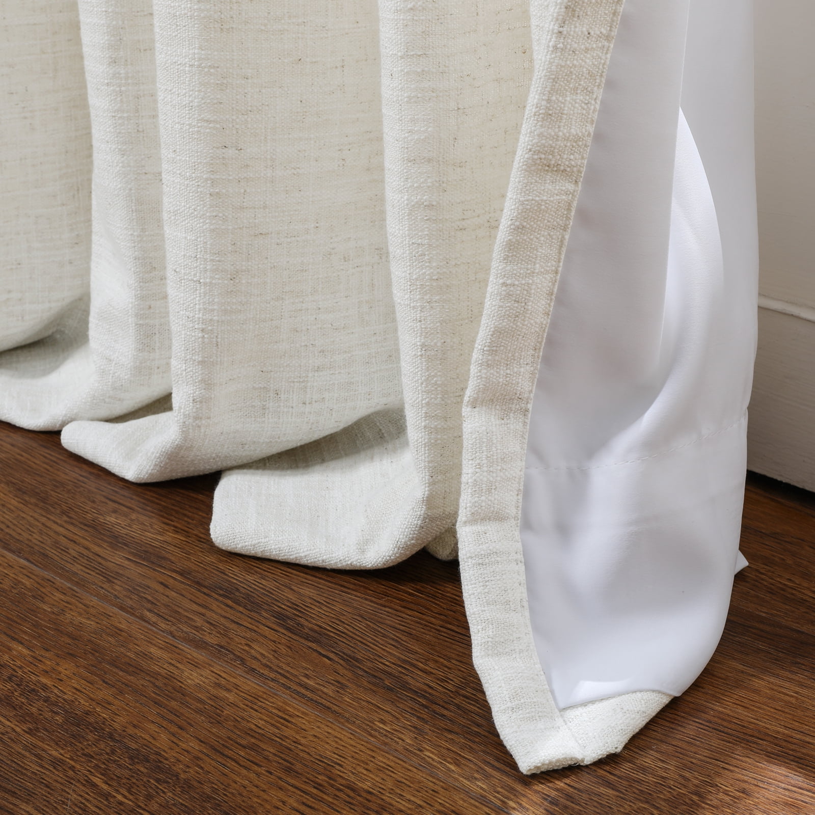TWOPAGES Linen Blend 52 W X 84 L Inch Room Darkening Drape Grommet Privacy Protection Curtain for Bedroom, 1 Panel, Beige White