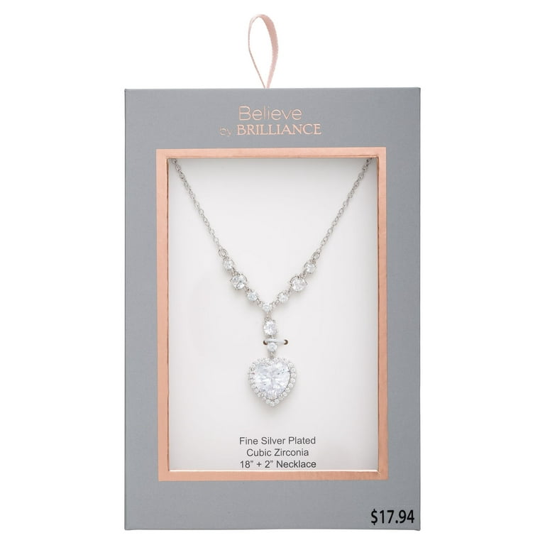 Believe by Brilliance Fine Sterling Silver Cubic Zirconia Heart