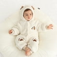 thumbnail image 5 of Zwiiyzr Toddler Infant Long Sleeve Onesie Boy Girl Fluffy Jumpsuit Hooded Fleece Rompers 2-30 Months Baby Clothes Soft Pajamas Unisex Thick Warm Outfits Birthday Gift White, 5 of 8