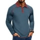 thumbnail image 1 of Blusa y camisa de manga larga con cuello vuelto para hombre, color liso, informal, a la moda, con botones, de poliéster, 1 of 3