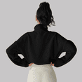 thumbnail image 4 of Women's Fleece Cropped Jacket with Drawstring Hem Black XL, 4 of 8