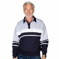 thumbnail image 3 of Classics By Palmland Horizontal Stripes Banded Bottom Shirt 6094-739 Navy, 3 of 3