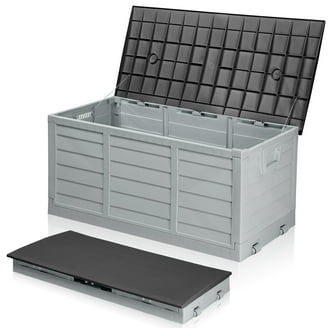LHBcraft 40 Gallon Deck Box, Resin Outdoor Storage Box, Waterproof