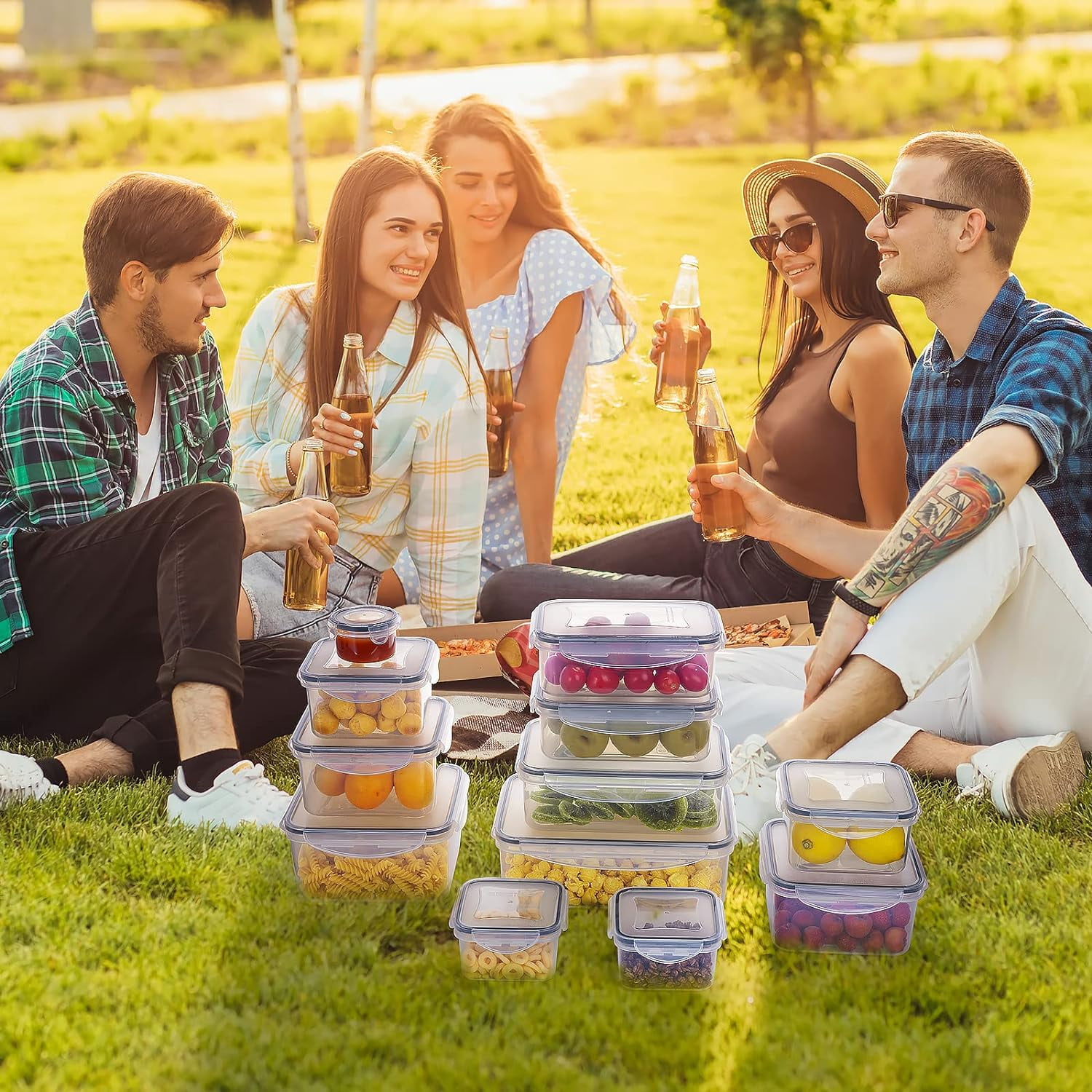 Airtight Food Storage Container Set， Meal Prep Container, Tupperware Sets With Lids, Food Storage Containers, Marker & Labels