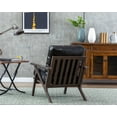 thumbnail image 2 of Guyou Black Faux Leather Accent Chair Armchair, Mid Century Arm Chair with Detachable Cushion, Modern Single Lounge Chair with Wood Frame for Living Room Bedroom Housting Room, Black, 2 of 10