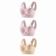 thumbnail image 4 of Sakmal Jelly Bras for Women Seamless Lace Bralette 3-Pack Lightly Lined Pink Ladies Bras L, 4 of 4