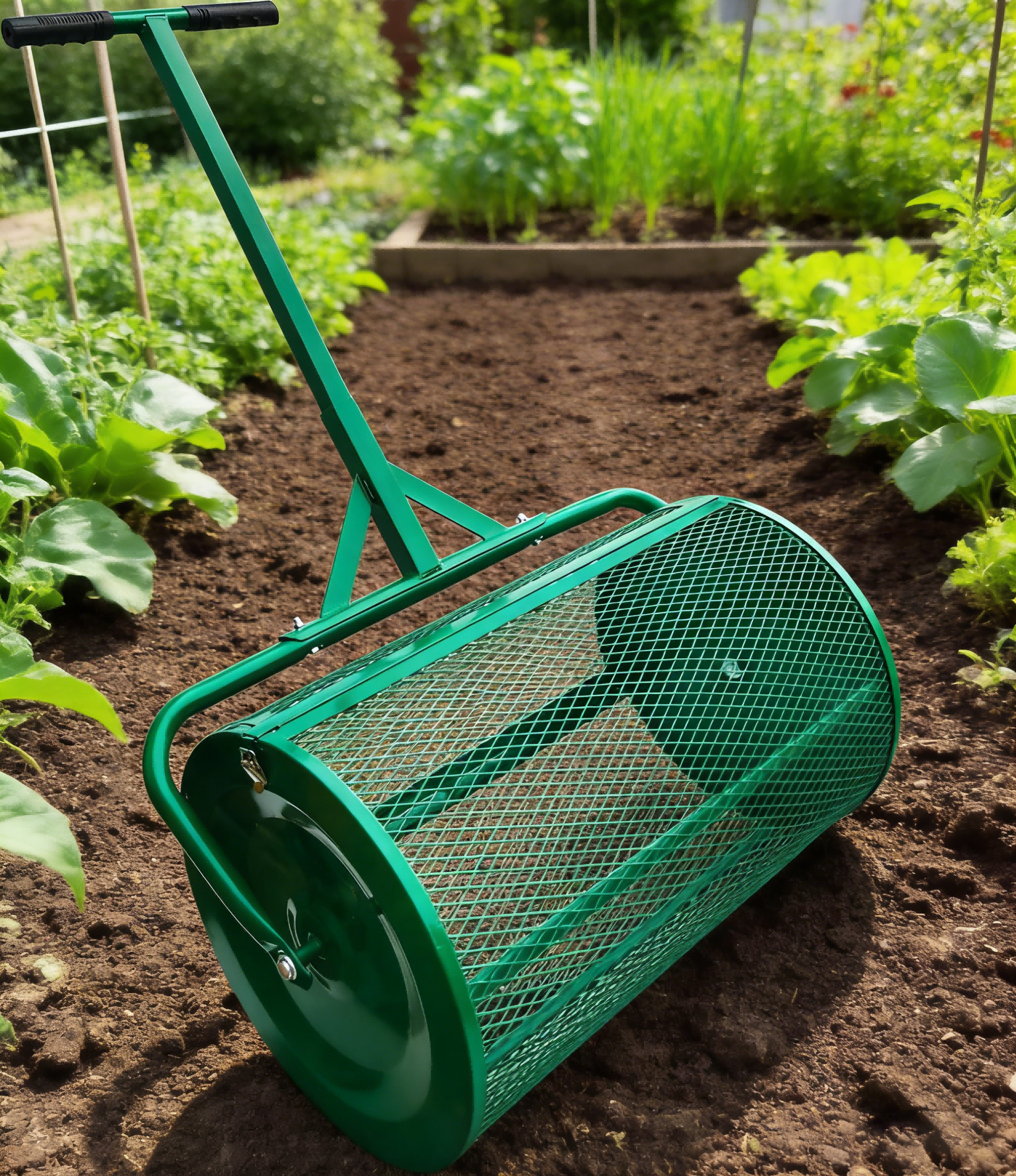 Classic 24-Inch Compost & Peat Moss Spreader Roller – Ideal for Top Soil, Sand, Manure, Mulch and Top Dressing Applications for Lawn and Garden Care
