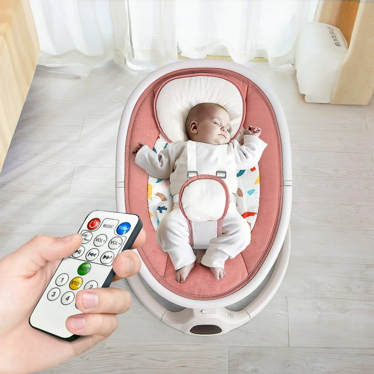 Baby Swing Portable Baby Swing for Infants Bluetooth Baby Swings for Newborn Infant Swing with Music Timing Soft Head Support Pink Baby Girl Swing