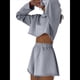 thumbnail image 2 of Conjuntos de 2 Piezas para Mujer, Pantalones Cortos Deportivos de Gran Tamaño, Conjunto Informal A Juego, Chándal, Ropa de Otoño Gris L, 2 of 7