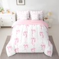 thumbnail image 2 of jejeloiu Kawaii Bow Tie 7-Piece Twin Bedding Sets,Geomatric Polka Dots Bedding Comforter Set,Pink Cute Bowknot Sheet Sets For Girls Boys,Luxury Bedroom Decor Reversible, 2 of 8