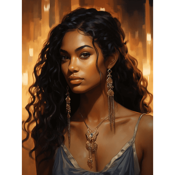 5D African Woman Diamond Art Painting Kits - DIY Diamond Art African American, Full Round Drill - Crystal Embroidery Cross Stitch - Adult Craft for Wall & Office Decor - 12x16 inch 12