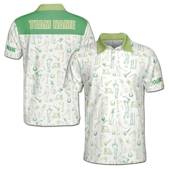 Custom Team Name Funny Golf Stuffs Player Green Men's Polo Shirt S-5XL