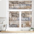 thumbnail image 3 of Rustic Farmhouse Valance Kitchen Curtains Short Small Country Fork and Spoon Retro Wooden Board Vintage Blue Beige Rod Pocket Rural Bedroom Living Room Treatment Fabric 1 Panel 52Wx18H Inch, 3 of 4