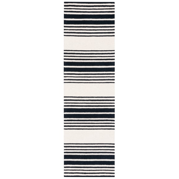 SAFAVIEH Metro Cletus Striped Runner Rug, Ivory/Black, 2'3" x 8'