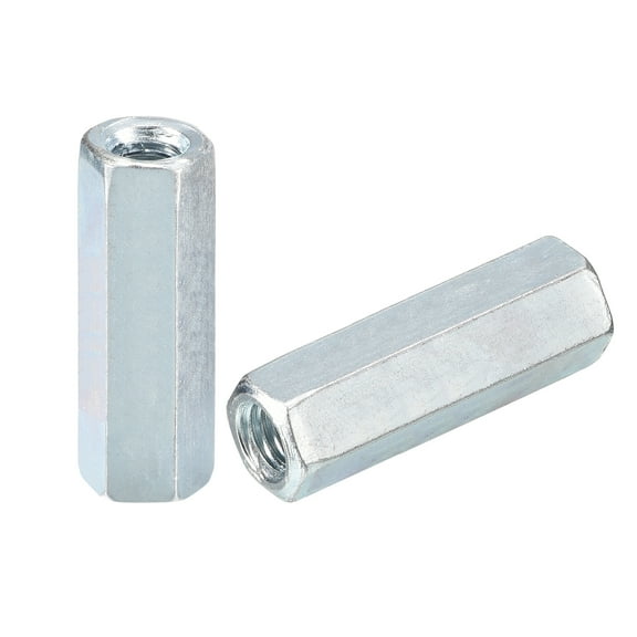 5pcs M6x10x30mm Coupling Nuts - Galvanized Carbon Steel Hex Threaded Rod Coupler for Furniture, Electronic, Industrial