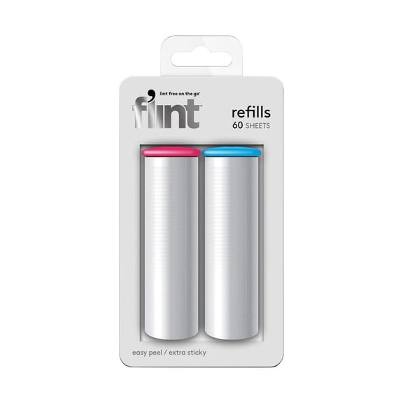 Flint Classic Retractable Lint Roller Paper Refill, 2 Pack, 60 Sheets Total