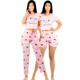thumbnail image 1 of Pijama De 3 Piezas Mujer Pantalon Short Y Playera A Juego, 1 of 5