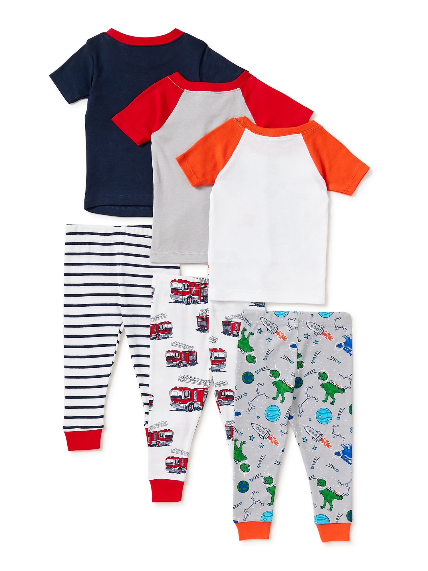 Wonder Nation Short Sleeve Crew Neck Graphic Prints Pajamas (Little Boys or Big Boys) 6 Piece Set - image 2 of 5