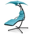 thumbnail image 1 of Gymax Chaise Longue Suspendue en Acier Courbé pour Patio avec Oreiller Intégré Turquoise, 1 of 5