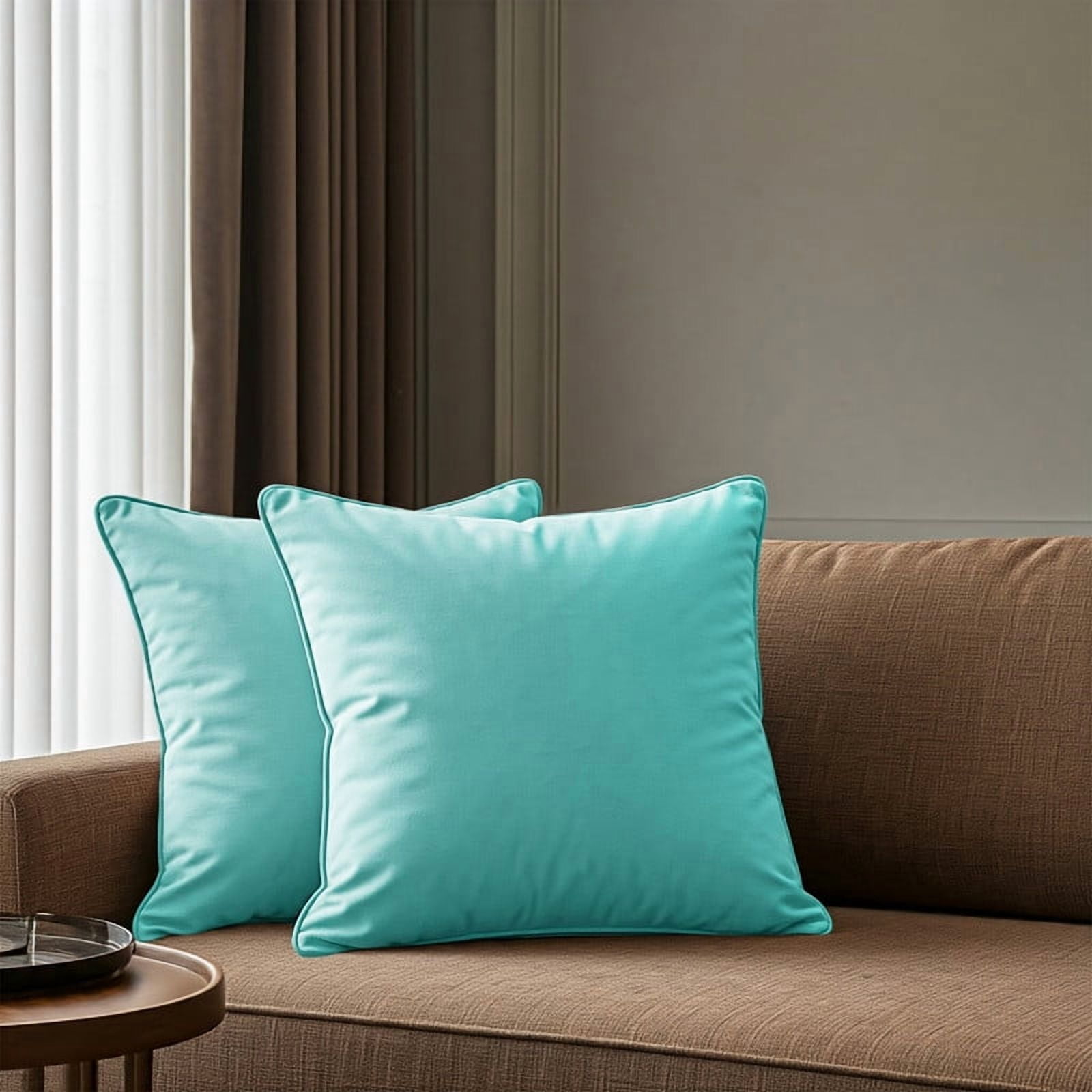 A1HC Set of 2 Luxurious Soft Velvet Throw Pillow Covers Only, 24"x24", Aqua Blue, Decorative Cushion Covers with Hidden YKK Zipper for Sofa or Bed