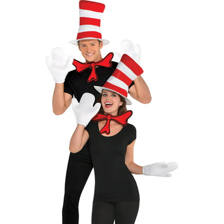Party City Dr. Seuss Cat in the Hat Costume Accessory Kit for Adults, One Size, Includes Hat, Bow Tie and Gloves