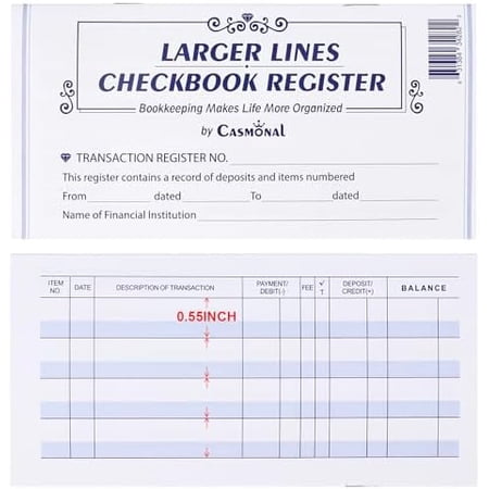 Larger Lines 20 Pack Checkbook Register, Check Registers for Personal Use, Blank Ledger Transaction Registers for Personal or Business Banking, Check Register Book Easy to Read, 24/25/26 Calendars